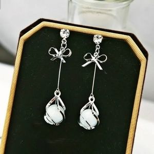 Elegant New Unique Sikver Bow Dangle Earrings♡